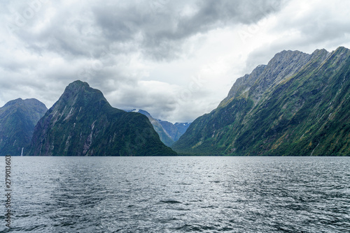 steep coast in the mountains at milford sound, fjordland, new zealand 13