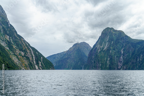 steep coast in the mountains at milford sound, fjordland, new zealand 16