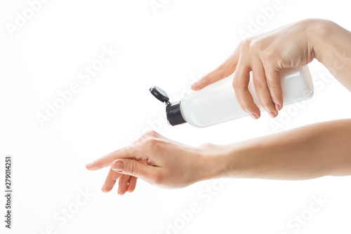 hand with brush isolated on white background