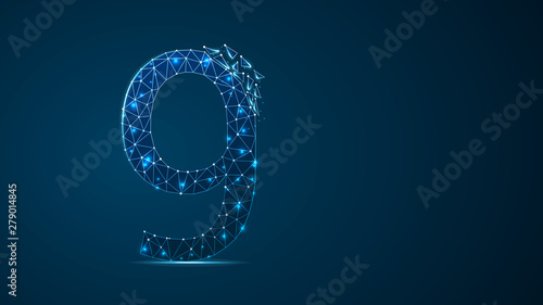 number nine 2D low poly abstract illustration consisting of points, lines, and shapes in the form of planets, stars and the universe. Vector digit 9 wireframe concept.