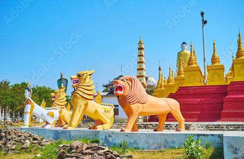 The guards of Maha Bodhi Ta Htaung monastery, Monywa, Myanmar photo