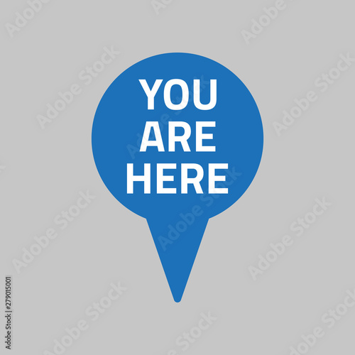Marker location icon with you are here text.