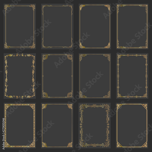 Frames decorative rectangle and borders set