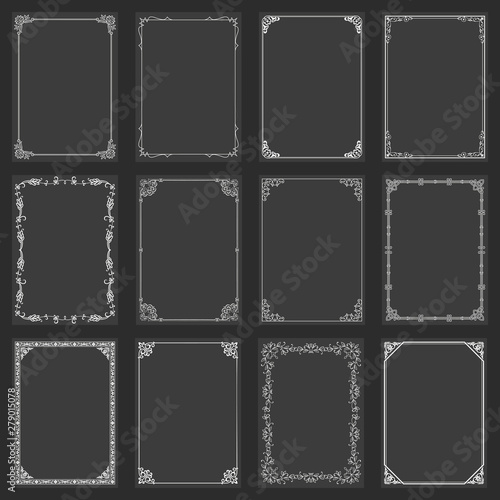 Frames decorative rectangle and borders set