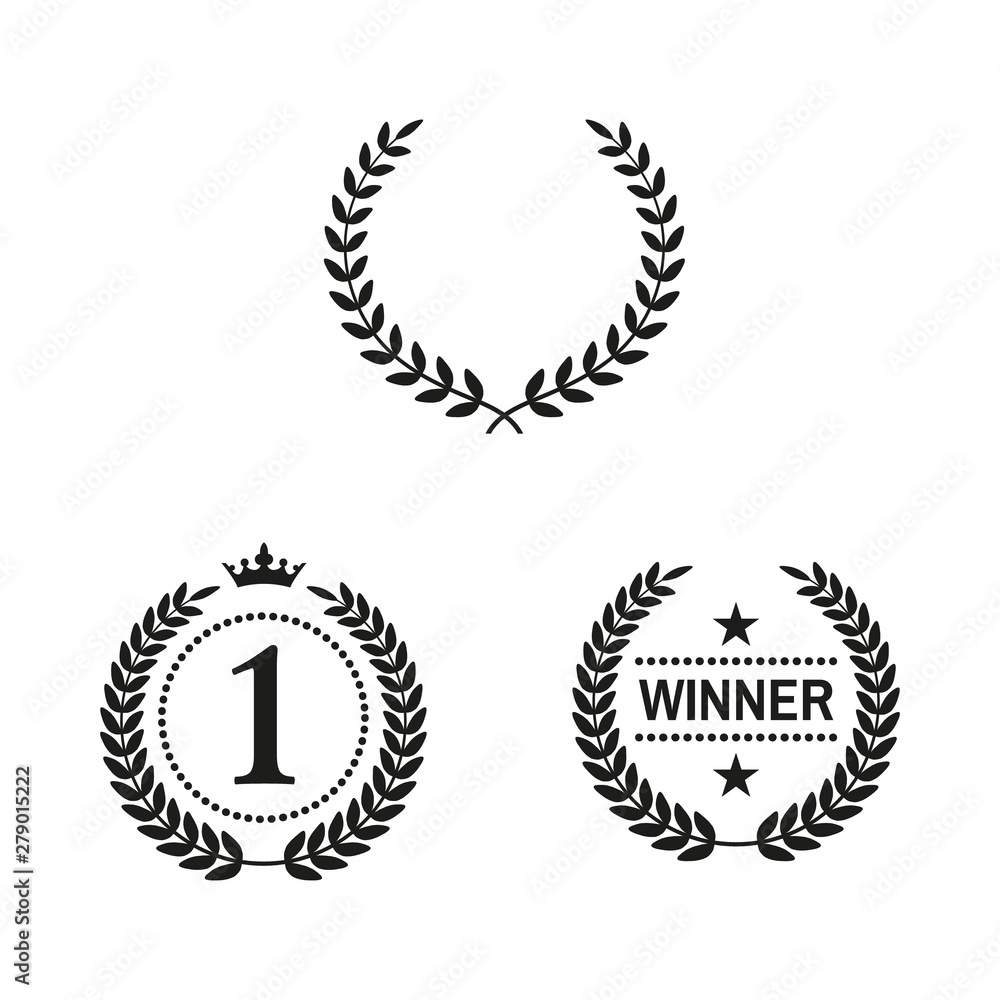 Set of laurel wreaths on white background. Set of laurel wreaths on white background.
