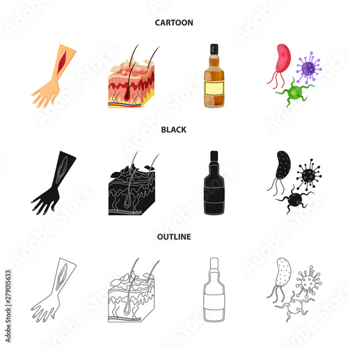 Vector illustration of medical and pain symbol. Set of medical and disease stock vector illustration.