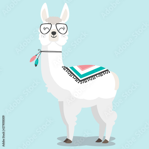 Cute llama and alpaca  on white tone, hand drawn illustrations