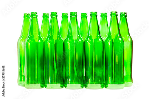 Green color bottles isolated