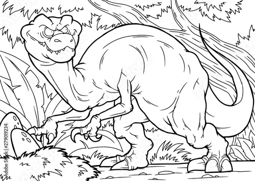 Cartoon tyrannosaurus coloring book