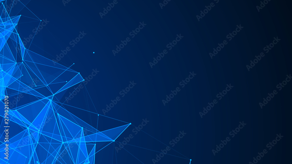 Abstract polygonal space. Futuristic blue background. Connection dots and lines structure. Triangular business wallpaper. Abstract polygonal space. Futuristic blue background. Connection dots and lines structure. Triangular business wallpaper.