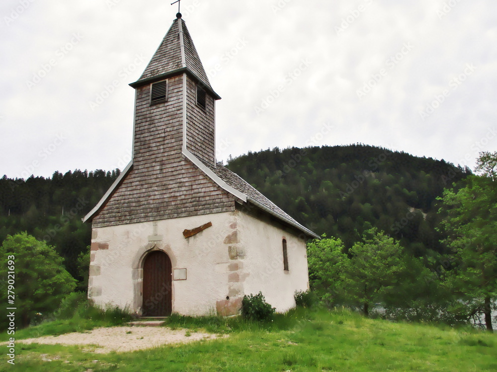 Chapelle Saint Laurent au bord du lac de  Longemer