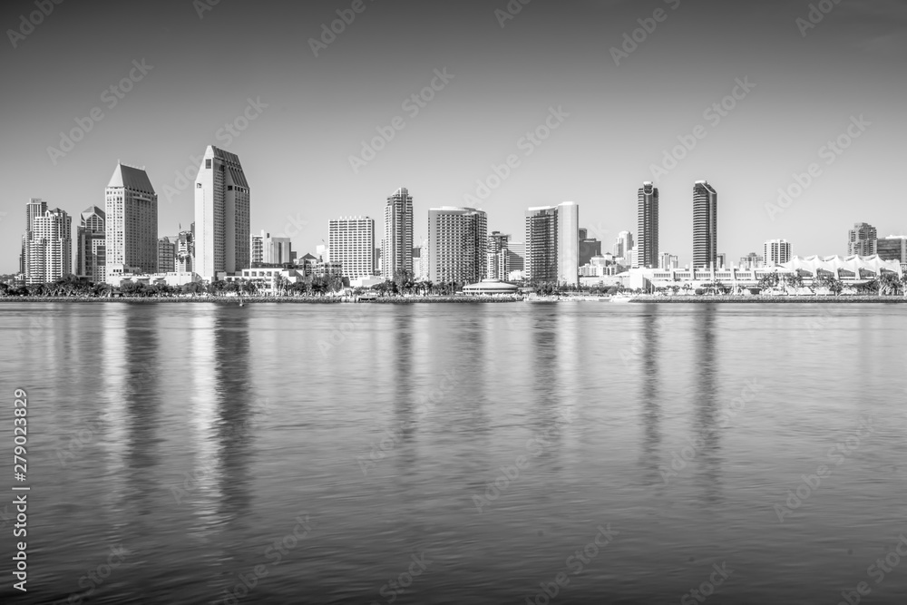 San Diego skyline black and white