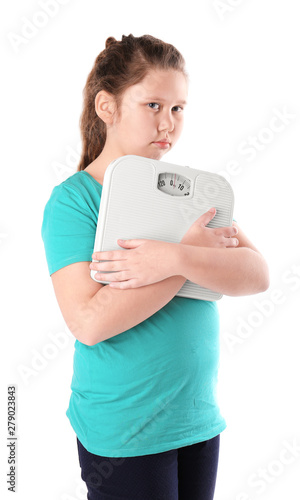 Overweight girl with floor ...