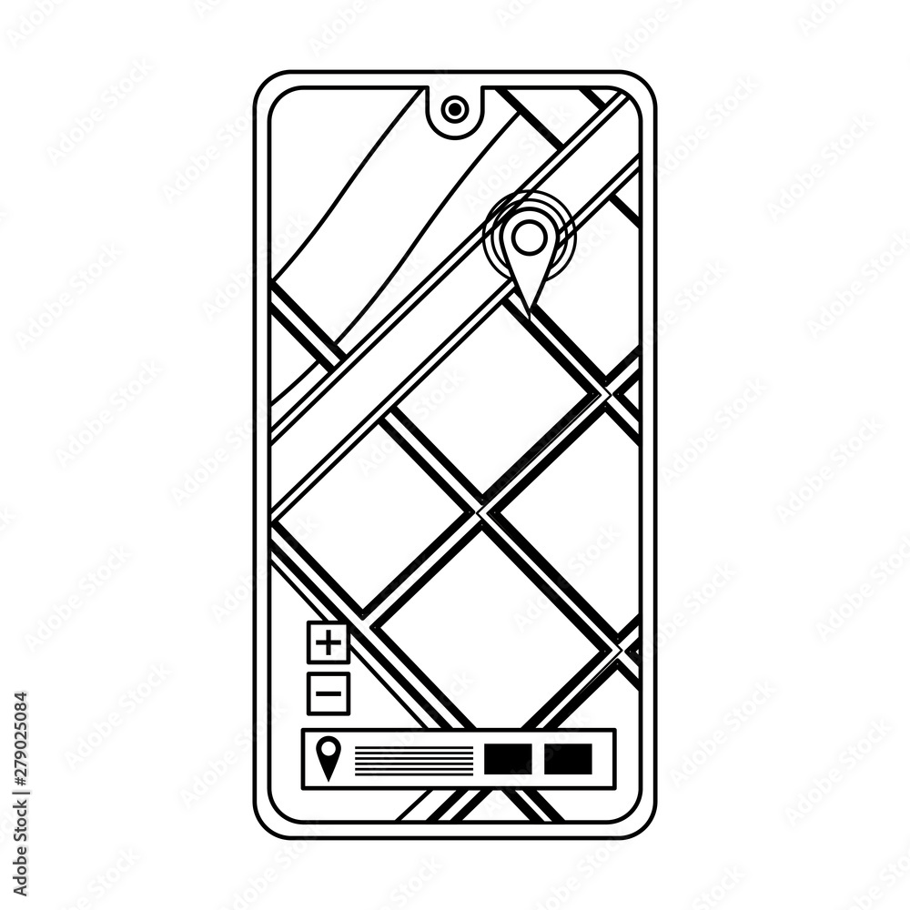smartphone mobile technology device cartoon in black and white smartphone mobile technology device cartoon in black and white