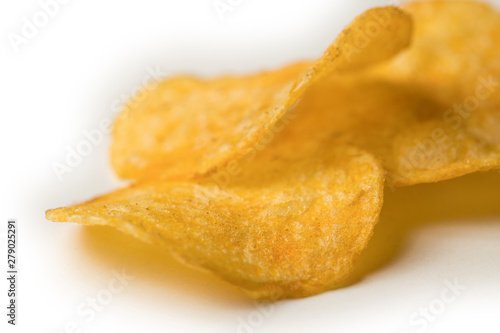 potato chips background isolated on white