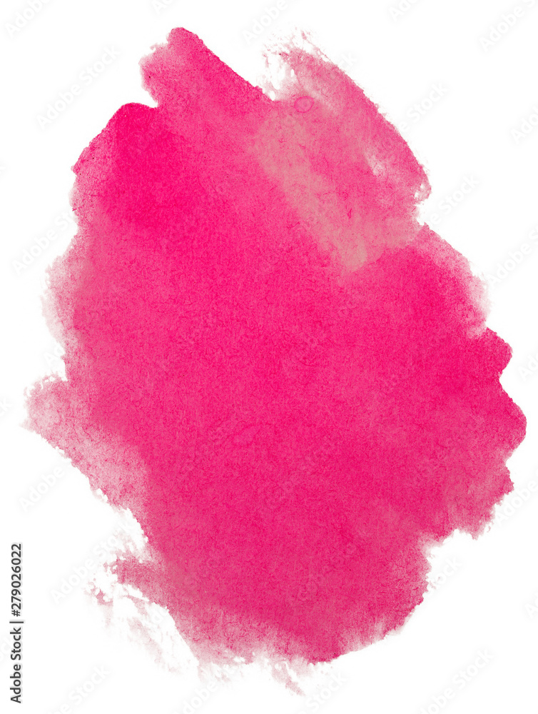 Watercolor red stain paint. on white background isolated texture paint on paper with a relief of wet drips.