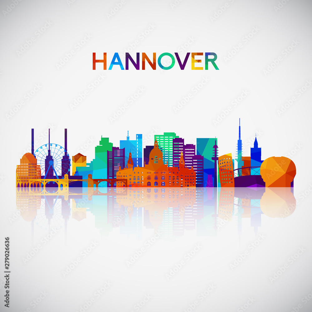 Hannover skyline silhouette in colorful geometric style. Symbol for your design. Vector illustration.