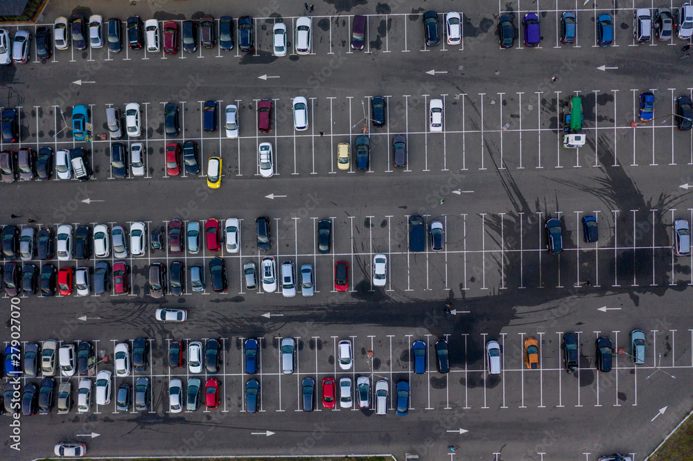 Aerial view of a parking lot Aerial view of a parking lot