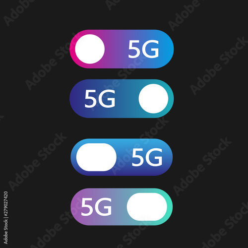 5G networks concept. Set of vector modern material style buttons. Different gradient colors. EPS 10. photo