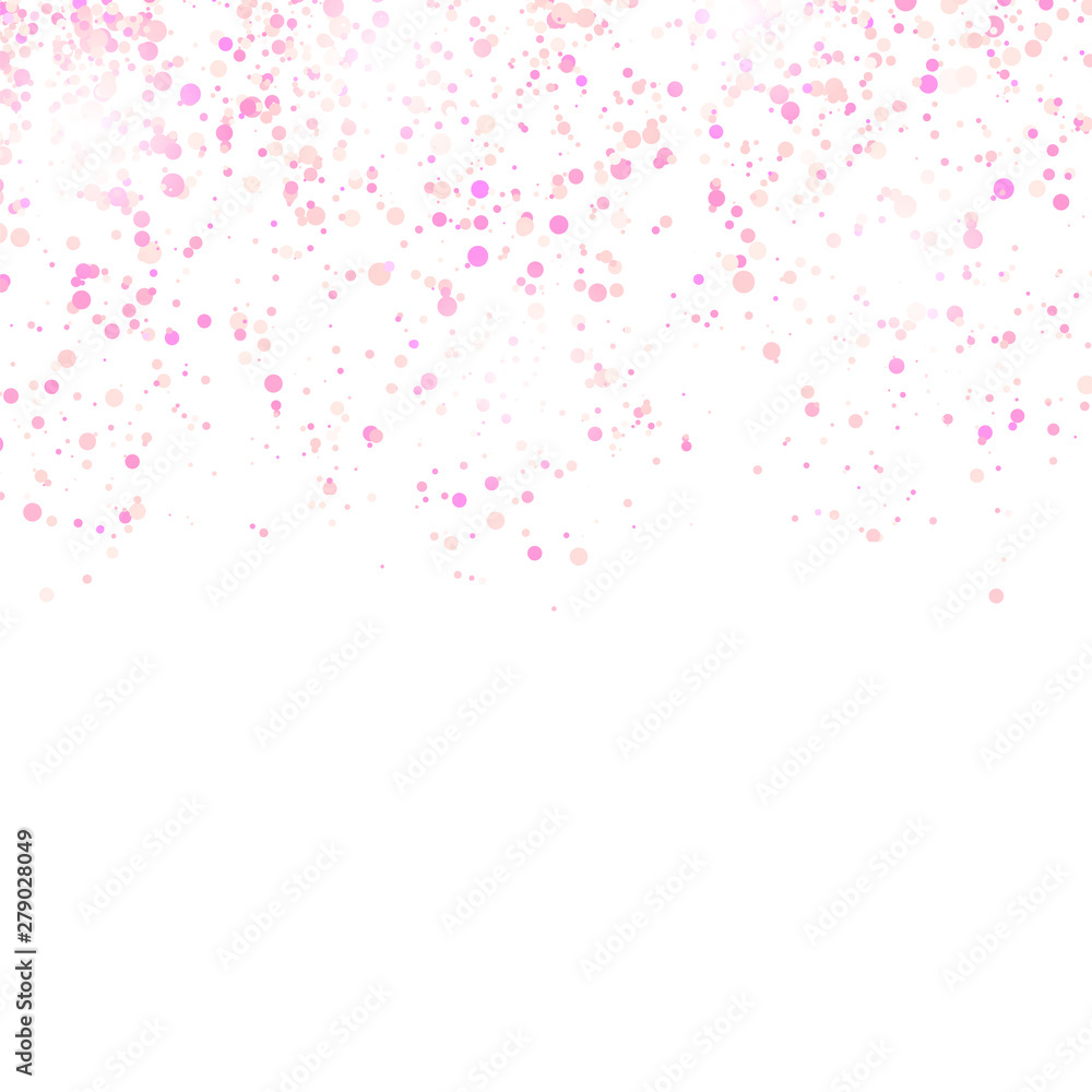 Pink Confetti Pattern Isolated on White Background.