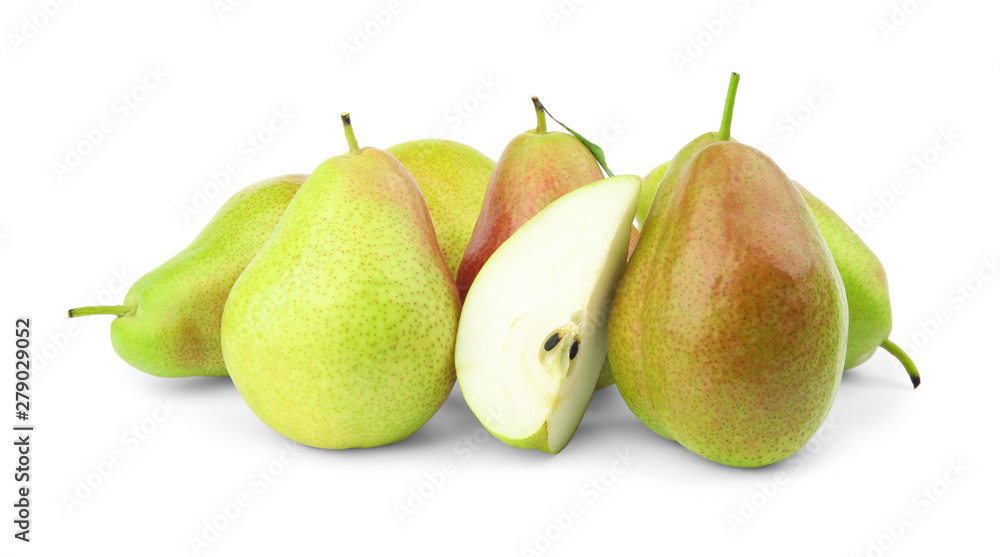 Heap of ripe juicy pears isolated on white Heap of ripe juicy pears isolated on white