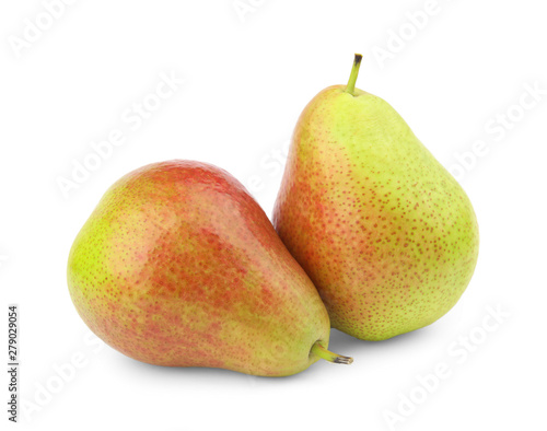 Ripe fresh juicy pears isolated on white