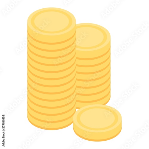 Coins stack icon. Isometric of coins stack vector icon for web design isolated on white background