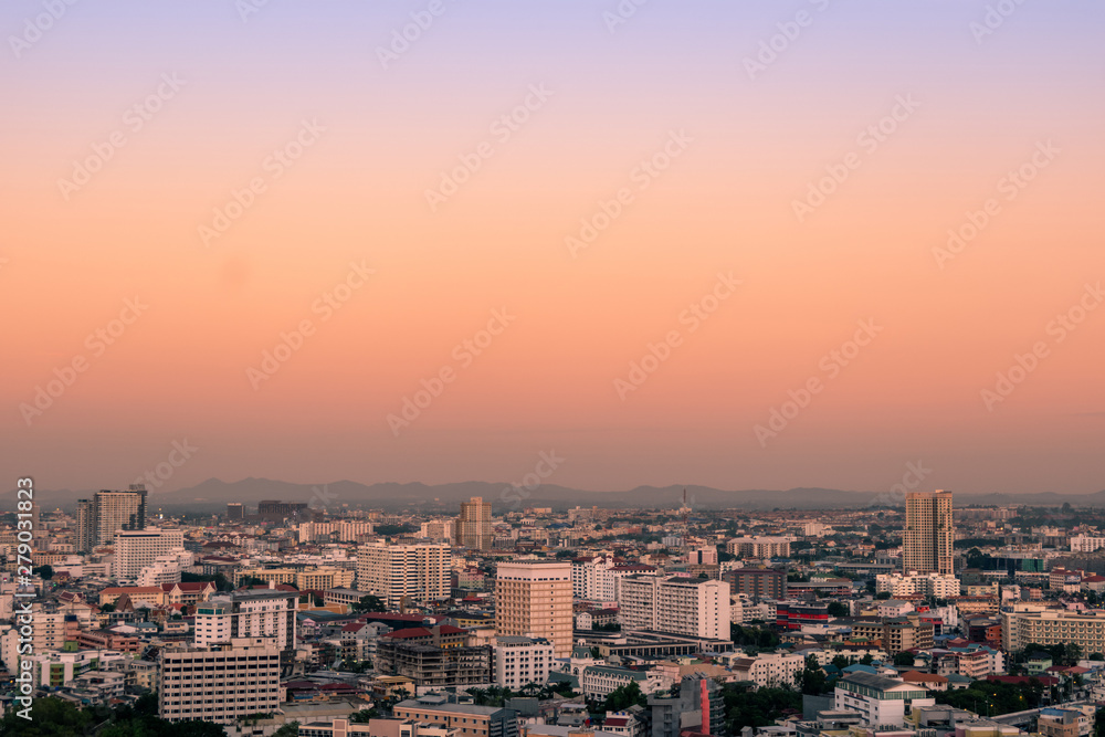 cityscape at sunset
