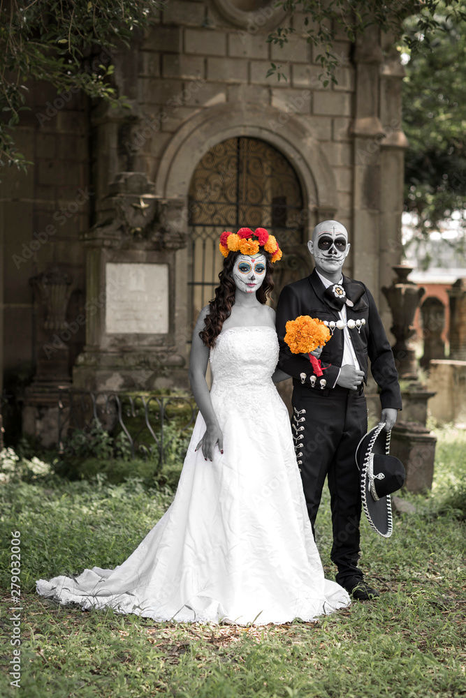 Catrin and Catrina in cemetery