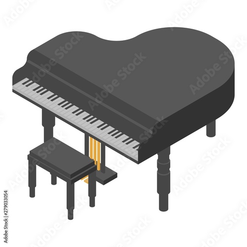 Concert grand piano icon. Isometric of concert grand piano vector icon for web design isolated on white background