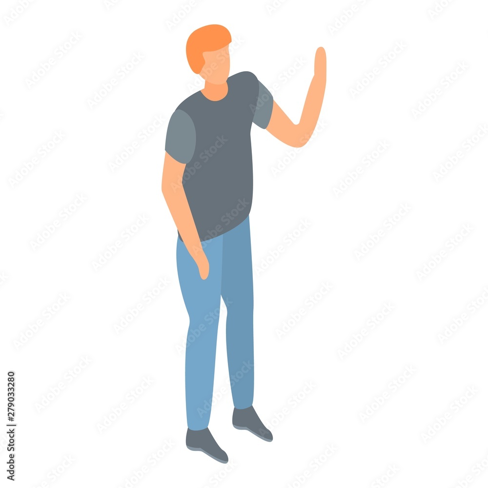 Man hand up icon. Isometric of man hand up vector icon for web design isolated on white background Man hand up icon. Isometric of man hand up vector icon for web design isolated on white background