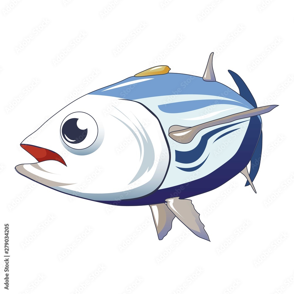 Sea tuna fish icon. Cartoon of sea tuna fish vector icon for web design  isolated on white background Stock Vector | Adobe Stock