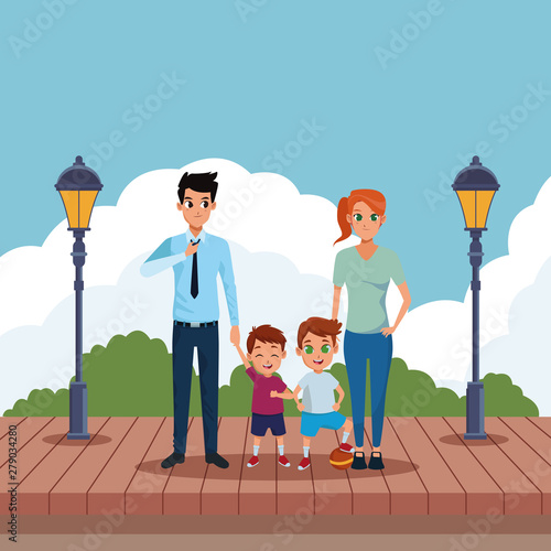 Family parents and childrens cartoons