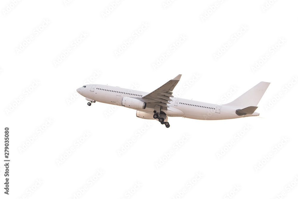 White passenger plane taking off