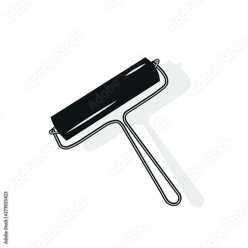 Printmaking roller tool. Isolated vector illustration