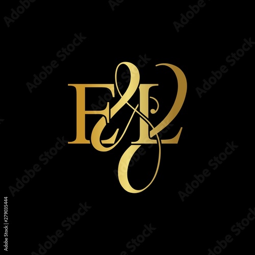 E & L / EL logo initial vector mark. Initial letter E & L EL luxury art vector mark logo, gold color on black background.