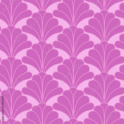 Art Deco Style Pink Floral Flower Seamless Pattern