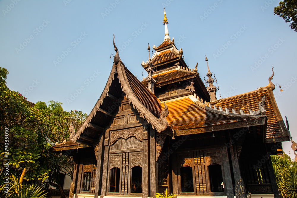 Ancient pagoda at Wat Chedi Luang temple in Chiang Mai, Thailand