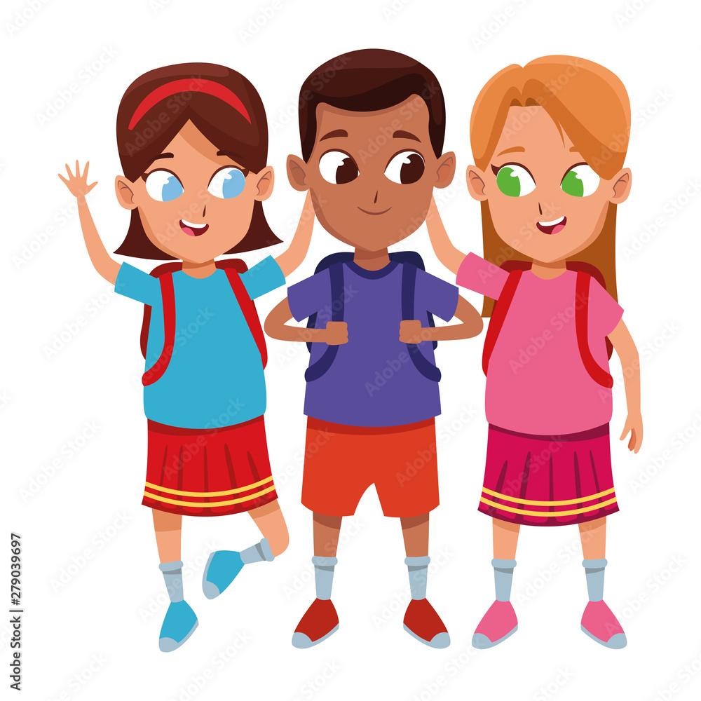 childhood cute school students cartoon