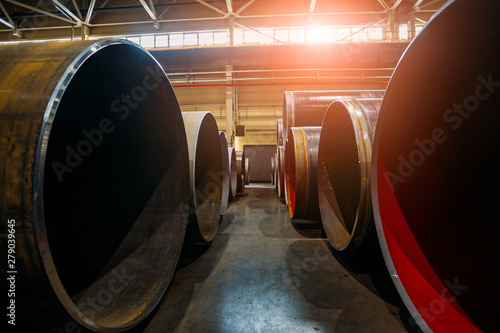 Steel pipes in warehouse