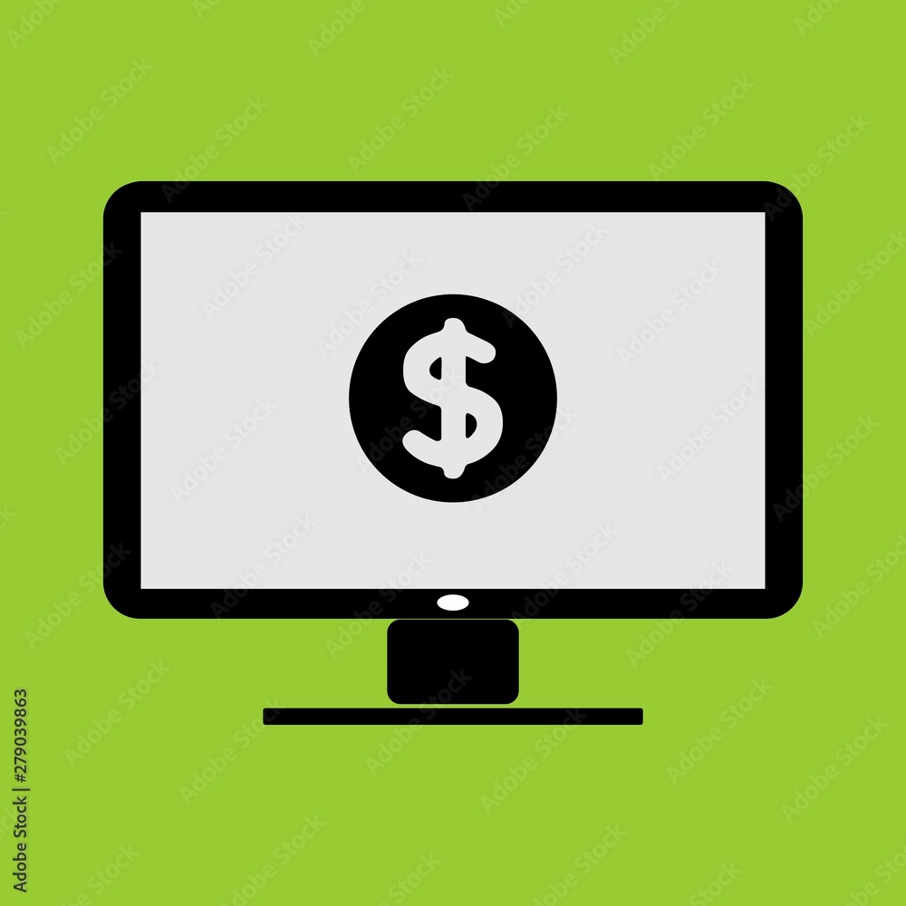 payment earning process in LC monitor PC computer vector illustration and icon payment earning process in LC monitor PC computer vector illustration and icon