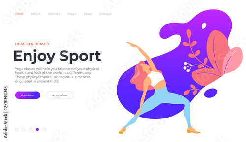 Web page design templates for fitness, yoga, beauty, spa, wellness, natural products, cosmetics, body care. Modern vector illustration concepts for website and mobile website development.