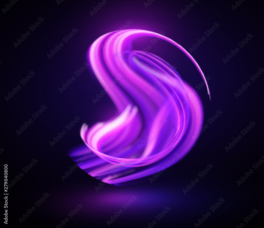 Fototapeta premium Abstract background. Elegant glowing circle. Light ring. Atoms and electrons. Sparking particle. Luxury streaks.Colorful ellipse. Glint sphere. Bright border. Energy ball. Physics concept.