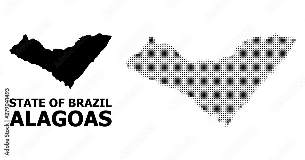 Vector Halftone Pattern and Solid Map of Alagoas State
