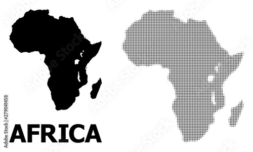 Vector Halftone Pattern and Solid Map of Africa