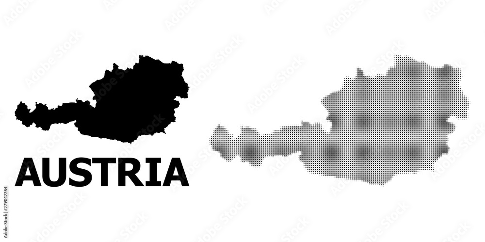 Vector Halftone Mosaic and Solid Map of Austria