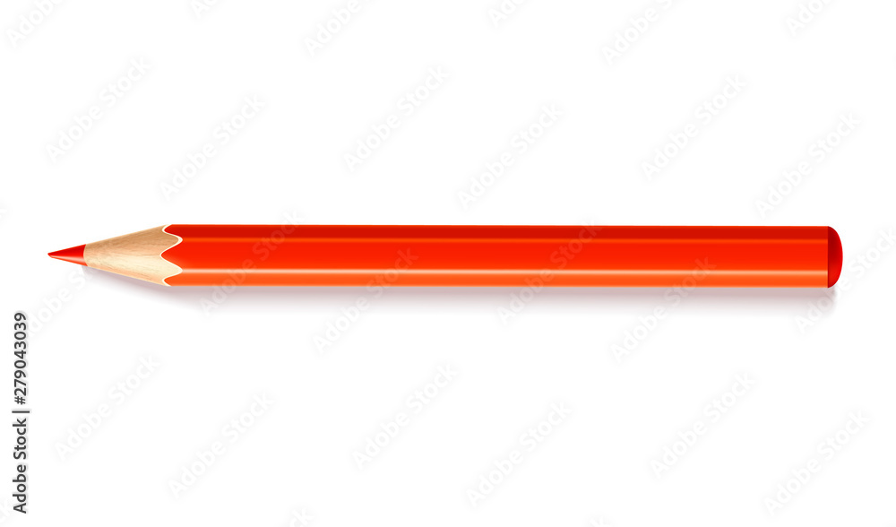 Vector realistic red pencil with eraser drawing Vector realistic red pencil with eraser drawing