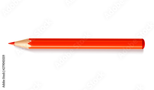 Vector realistic red pencil with eraser drawing