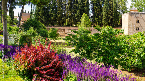 Granada - The Gardens of Alhambra palace.  May 24, 2019   GRANADA, SPAIN  