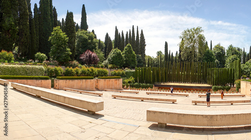 Granada - The Gardens of Alhambra palace.  May 24, 2019   GRANADA, SPAIN  